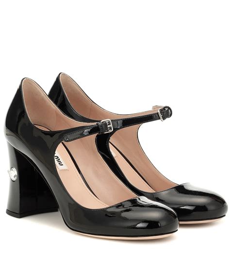 miu miu patent platform mary jane pumps|Black Patent Leather Mary Jane Shoes .